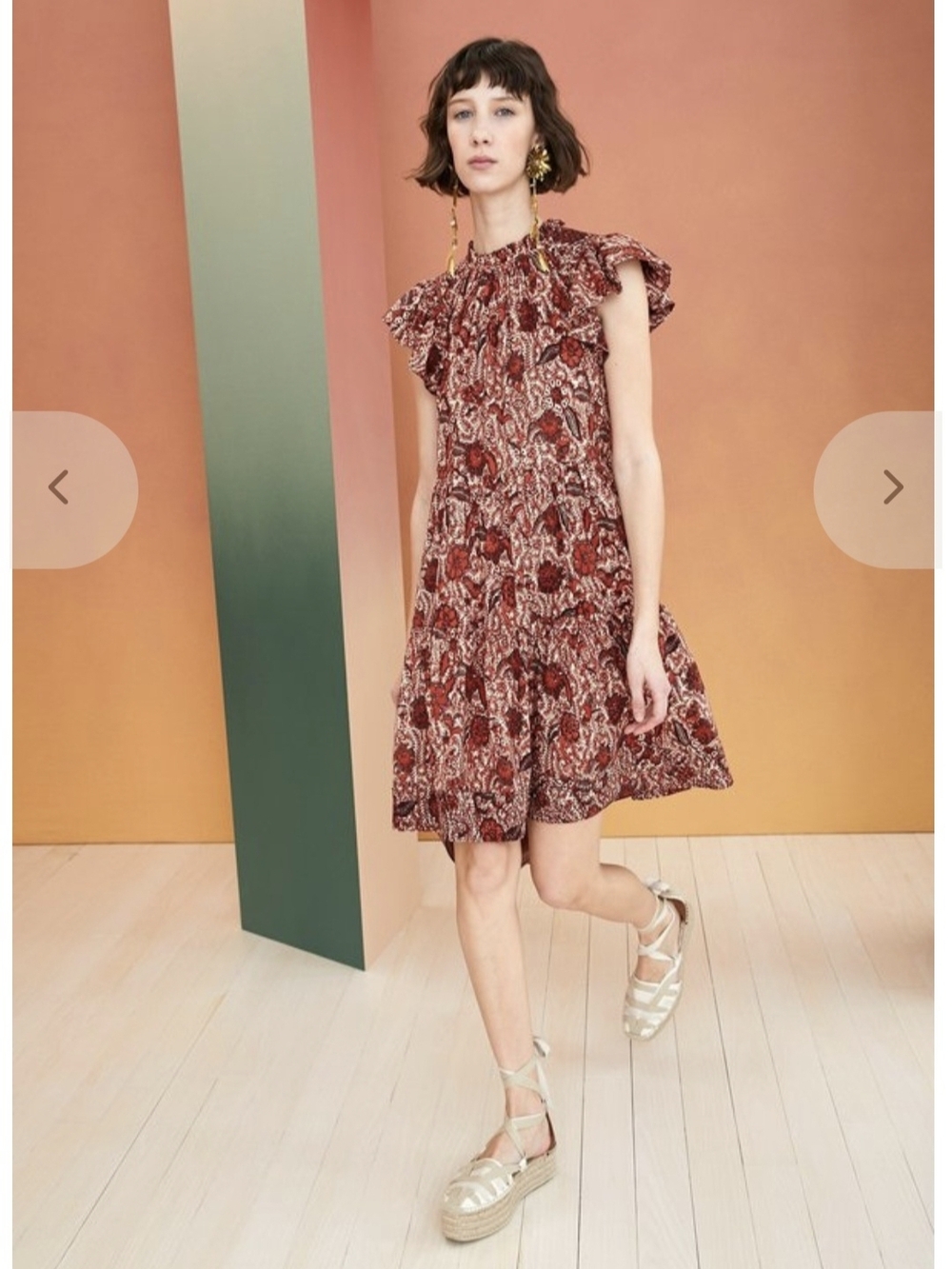Ulla Johnson Burgundy Paisley Ruffle Mini Dress